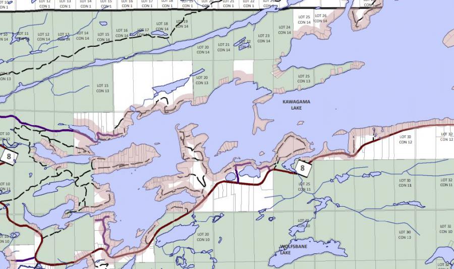 Zoning Map of Kawagama Lake in Municipality of Algonquin Highlands and the District of Haliburton